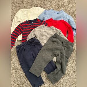 Bundle of Primary Long Sleeve Tops and Pants Set - 2T